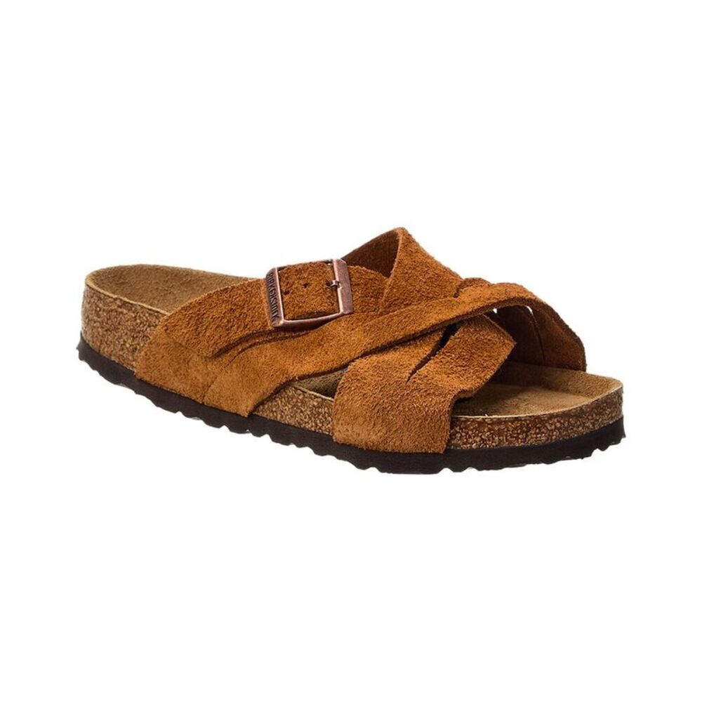Birkenstock Lugano Soft Footbed Suede Sandal, Brown